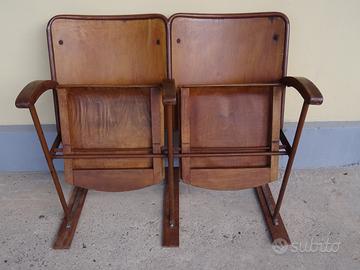 Sedie cinema 2 posti in legno Vintage