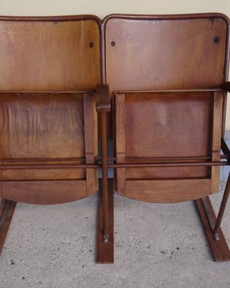 Sedie cinema 2 posti in legno Vintage