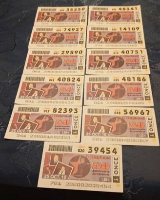 Raro 11 biglietti Lotteria Spagna Raphael