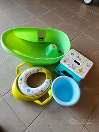 vasca bagnetto, sedile water, sgabello e secchiell