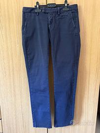 Pantaloni blu lunghi donna cotone firmati Dondup