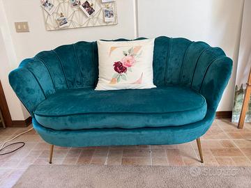 Divanetto in velluto petrolio