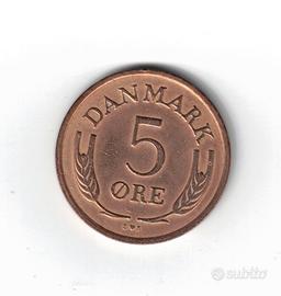 Moneta, Danimarca, 5 Ore, Re Federico IX, 1972