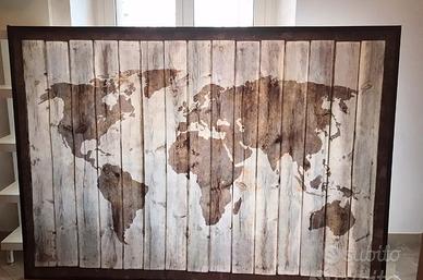quadro Canvas ikea mappamondo effetto legno