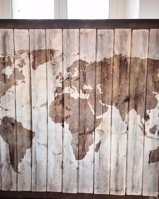 quadro Canvas ikea mappamondo effetto legno