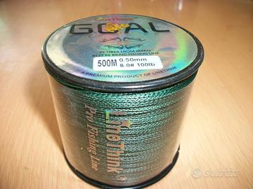 Filo trecciato pesca dyneema 0.50 mm 500 mt verde