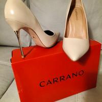 Scarpa Carrano décolleté pelle beige tacco 11 oro