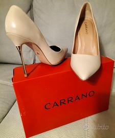 Scarpa Carrano décolleté pelle beige tacco 11 oro