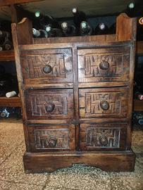 Cassettiera portagioie vintage in legno massello