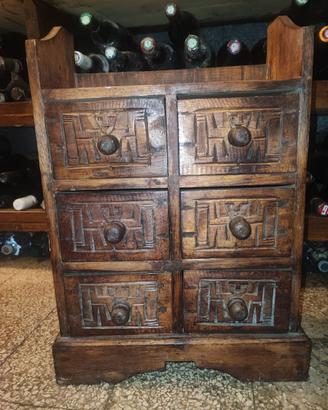 Cassettiera portagioie vintage in legno massello