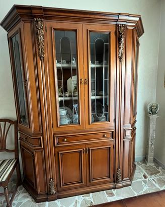 Credenza + Vetrina classica in legno massello