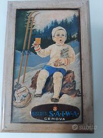 INSEGNA BISCOTTI SAIWA GENOVA TARGA IN RILIEVO