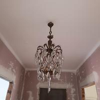 Lampadario Vintage a Mongolfiera in Ottone e Crist