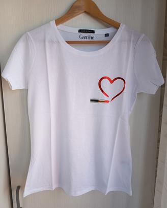 t shirt gamine tg M con logo rossetto rosso  