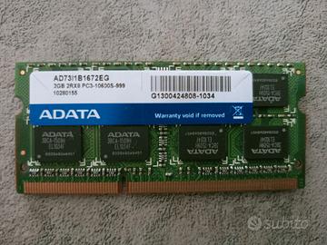 ADATA 2 GB PC3-10600S DDR3 SO-DIMM Notebook Ram AD