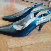 Scarpe eleganti tacchi bassi, vero cuoio, 39