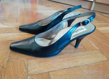 Scarpe eleganti tacchi bassi, vero cuoio, 39