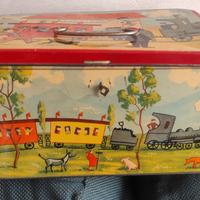 Scatola latta vintage Bertolini treni stazione