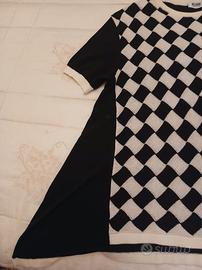 Maglia a mezza manica di lana e cotone