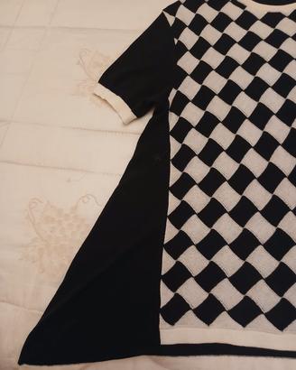 Maglia a mezza manica di lana e cotone