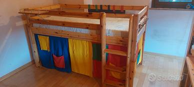 Letto rialzato Flexa per bambini con accessori