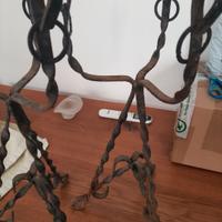 coppia di portapiante in ferro battuto antichi 