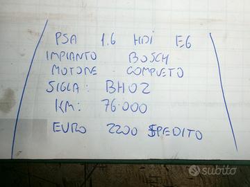 Motore completo psa 1.6 hdi e6 bh02