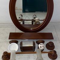 Set Completo Accessori Bagno in Legno Ciliegio