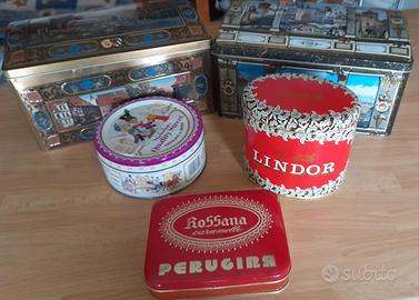 Lotto di 5 scatole latta vintage rare