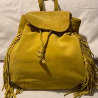 Zaino giallo in pelle scamosciata