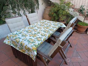 tavolo da esterno + 4 sedie a sdraio 