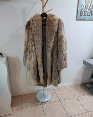 Pelliccia di vera lince marrone/beige vintage
