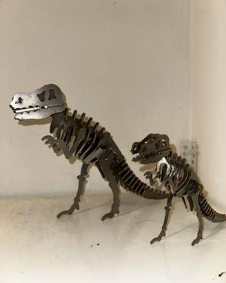 2 Puzzle 3D Dinosauro T-Rex acciaio inox 29 Pezzi 