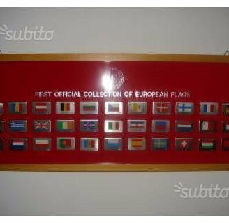 Quadro con bandiere in argento