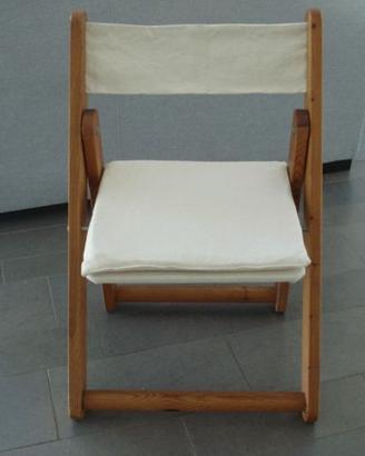 sedia pieghevole in legno e stoffa