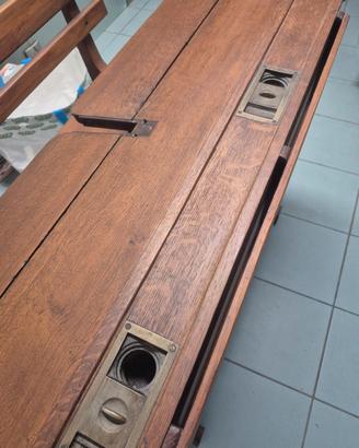 Raro Banco di Scuola in legno massiccio rovere. 