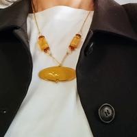 Collana perle di Murano in tonalità giallo ocra