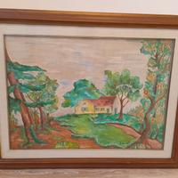Quadro casa nel bosco 