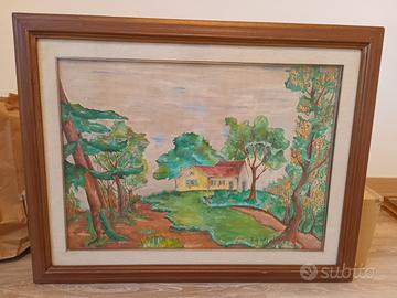 Quadro casa nel bosco 