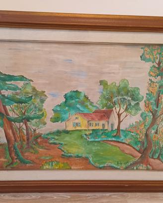 Quadro casa nel bosco 