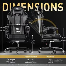 Poltrona Gaming Ergonomica Racing Carbon – Grigio