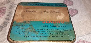Antica scatola latta istituto farmacologico Serono