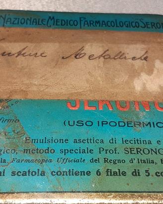 Antica scatola latta istituto farmacologico Serono