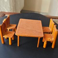 Set Tavolo4 Sedie Miniatura Legno Rustico Presepe