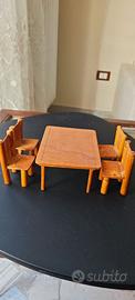 Set Tavolo4 Sedie Miniatura Legno Rustico Presepe