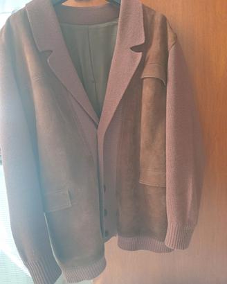 giacca in lana e camoscio 