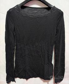 Maglia Tezenis Nera Pizzo Lana Merino M