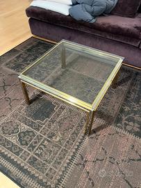 Tavolino in cristallo e ottone