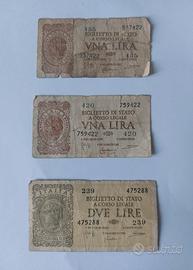 banconote da 1 lira e 2 lire