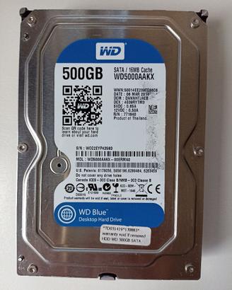 Hard Disk HDD 500 gb Western Digital WD5000AAKX